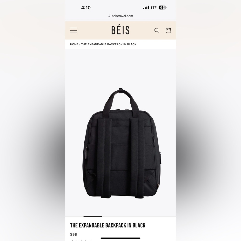 NWOT Beis Expandable Bag